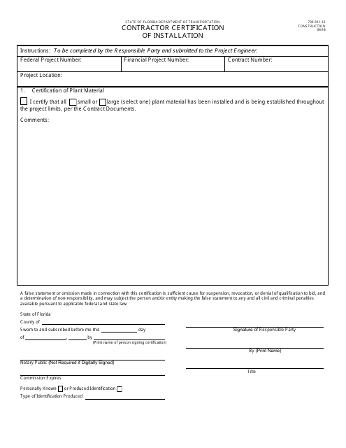 Form 700-011-12  Printable Pdf