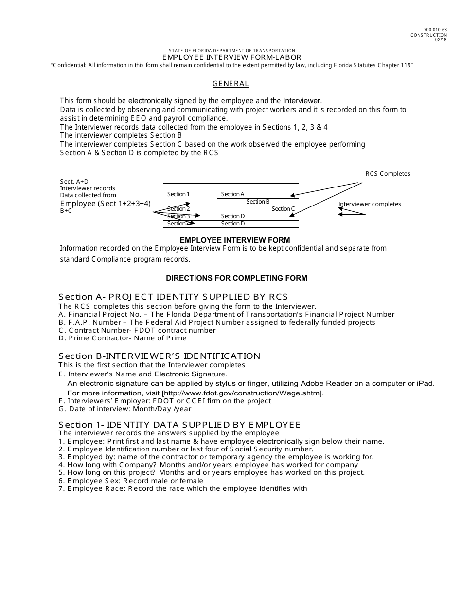 Form 700-010-63 Employee Interview Form - Labor - Florida, Page 3