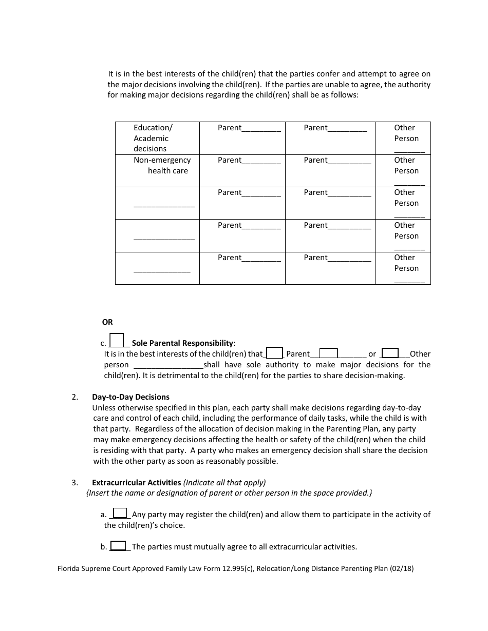 Form 12.995(C) Download Fillable PDF or Fill Online Relocation/Long ...