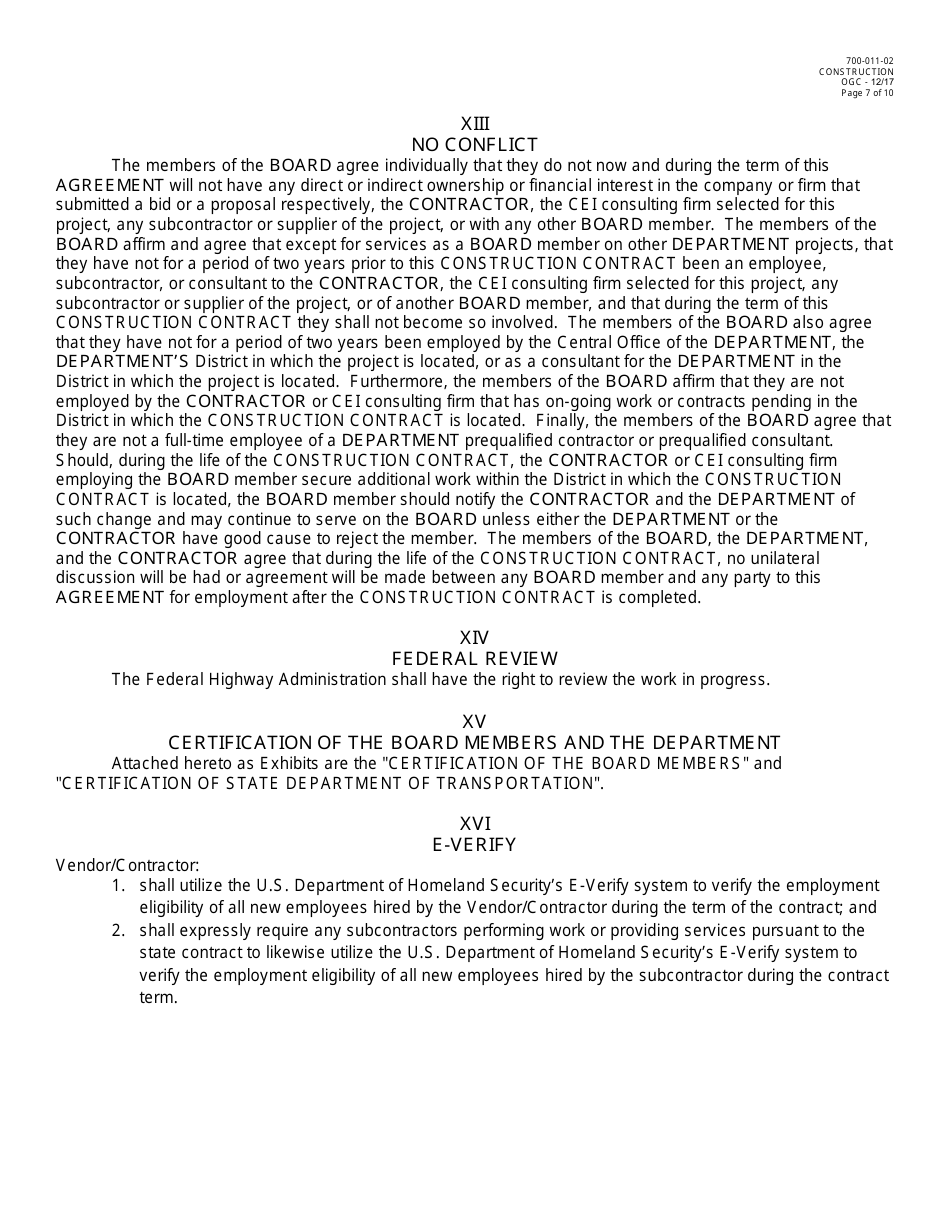 Form 700-011-02 Dispute Review Board Three Party Agreement - Florida, Page 7
