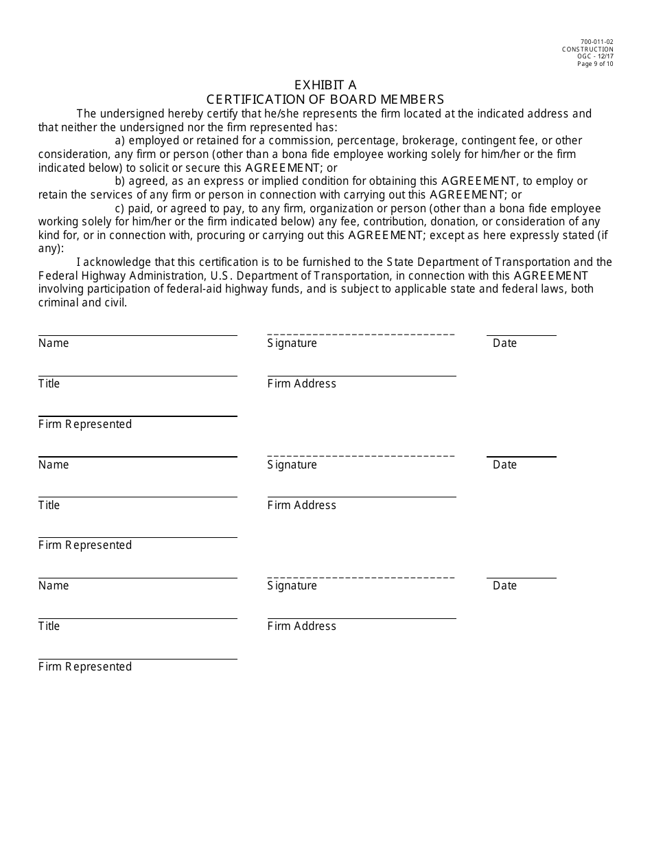 Form 700-011-02 Dispute Review Board Three Party Agreement - Florida, Page 9