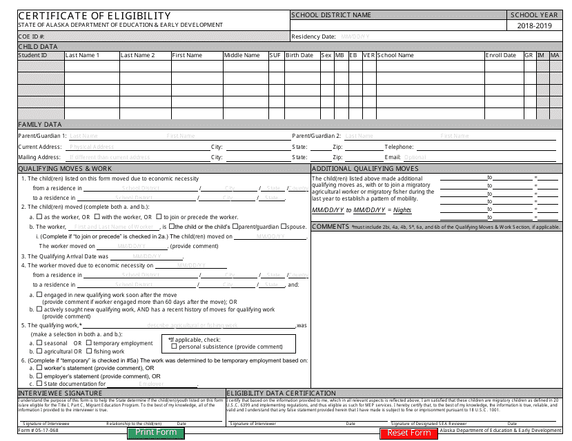 Form 05-17-068 2019 Printable Pdf