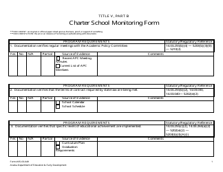Form 05-03-049 &quot;Charter School Monitoring Form&quot; - Alaska