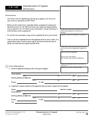 Form CR-145 Abandonment of Appeal (Infraction) - California