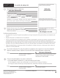 Document preview: Formulario ADOPT-210 S Acuerdo De Adopcion - California (Spanish)