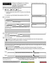 Document preview: Form ADOPT-320 Answer to Request to Enforce, Change, End Contact After Adoption Agreement - California