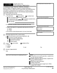 Document preview: Form JV-220 Application for Psychotropic Medication - California