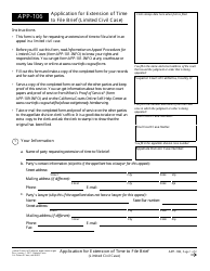Form APP-106 Application for Extension of Time to File Brief (Limited Civil Case) - California
