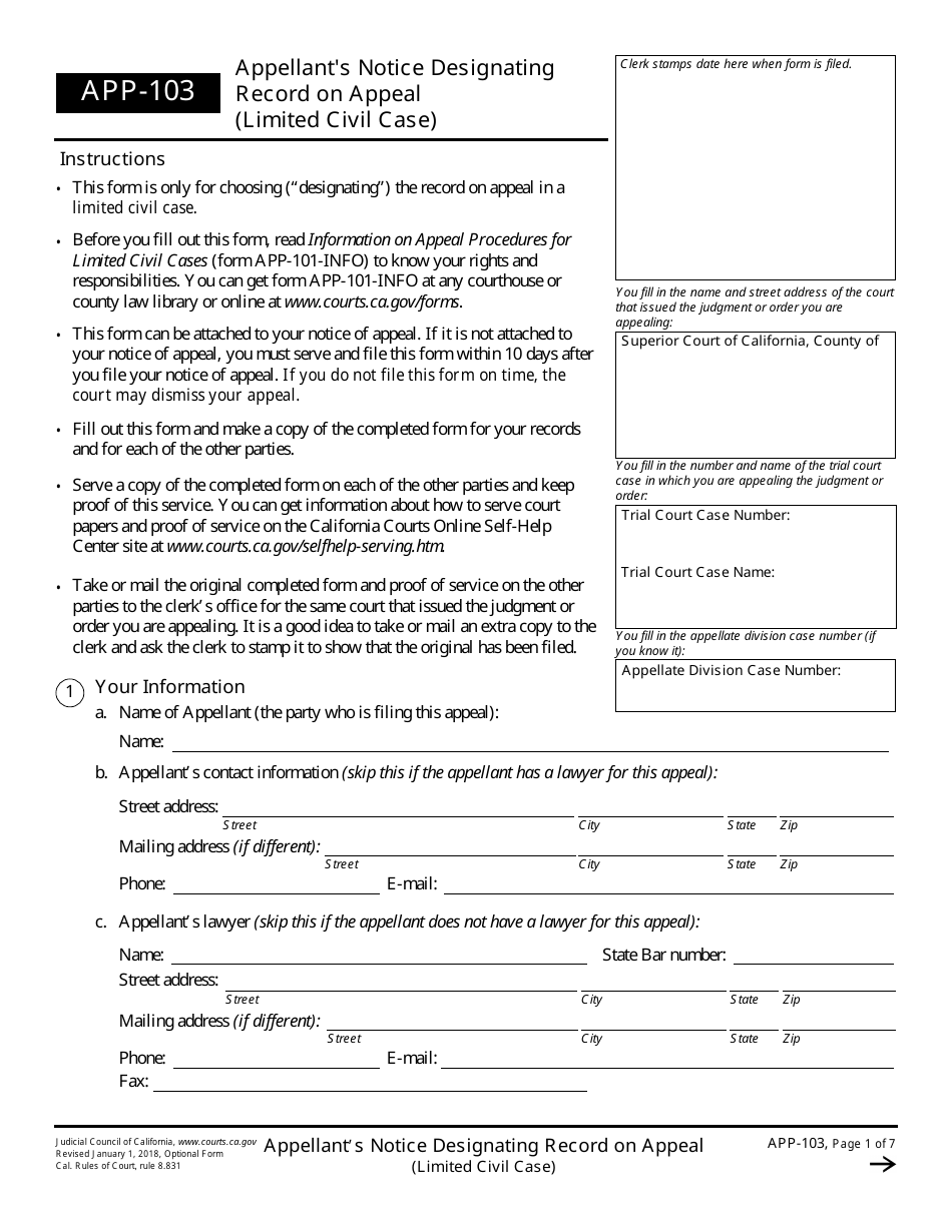 Form APP-103 - Fill Out, Sign Online and Download Fillable PDF ...