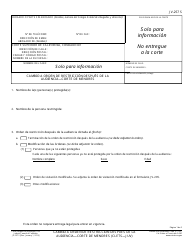 Formulario JV-257 S Cambio a Orden De Restriccion Despues De La Audiencia - Corte De Menores - California (Spanish)