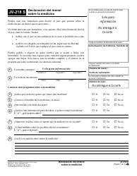 Document preview: Formulario JV-218 S Declaracion Del Menor Sobre La Medicina - California (Spanish)
