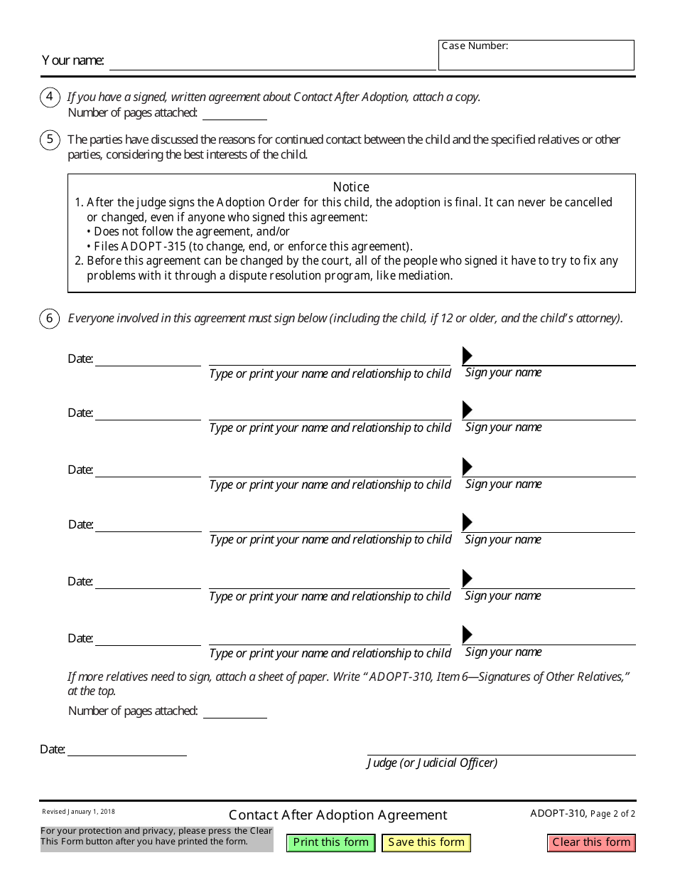 Form ADOPT310 Fill Out, Sign Online and Download Fillable PDF