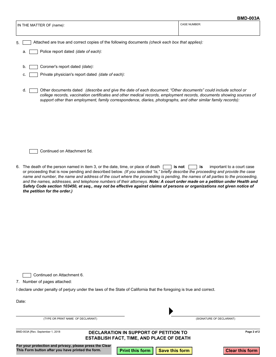 Form BMD-003A - Fill Out, Sign Online and Download Fillable PDF ...