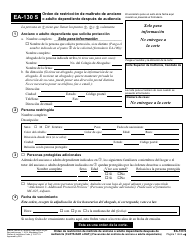 Document preview: Formulario EA-130 S Orden De Restriccion De Maltrato De Anciano O Adulto Dependiente Despues De Audiencia - California (Spanish)