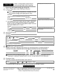 Document preview: Form EA-130 Elder or Dependent Adult Abuse Restraining Order After Hearing - California