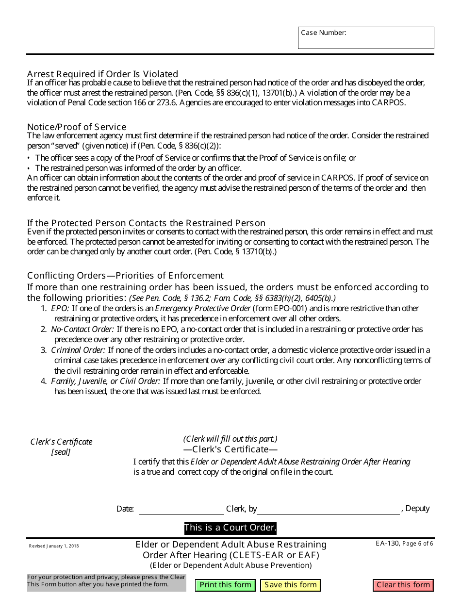 Form Ea 130 Download Fillable Pdf Or Fill Online Elder Or Dependent