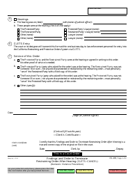 Form DV-400 Findings and Order to Terminate Restraining Order After Hearing - California, Page 2