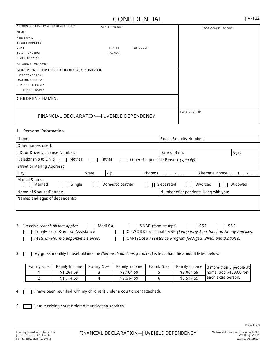 Form JV-132 - Fill Out, Sign Online and Download Fillable PDF ...