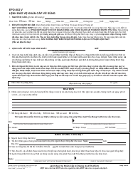 Form EPO-002 V Firearms Emergency Protective Order - California (Vietnamese)