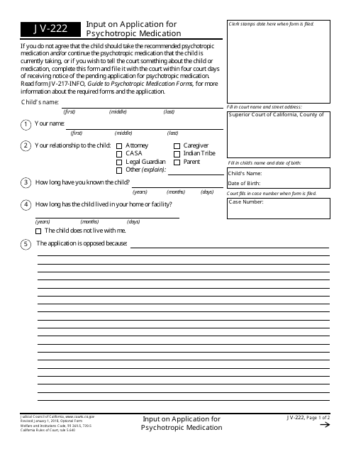 Form JV-222  Printable Pdf