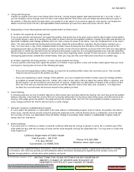 Instructions for Form NC-500 Petition for Recognition of Minor&#039;s Change of Gender and Issuance of New Birth Certificate (And Change of Name) - California, Page 2