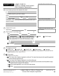 Document preview: Form ADOPT-325 Judge's Order to Enforce, Change, End Contact After Adoption Agreement - California