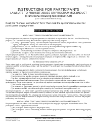 Instructions for Form TH-210, TH-120 &quot;Participant's Response to Petition for Order Prohibiting Abuse or Program Misconduct&quot; - California