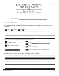 Form JURY-001 Juror Questionnaire for Civil Cases - California, Page 3