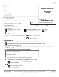 Document preview: Formulario JV-552 S Ordenes De Transferencia De Salida De La Corte De Menores - Dependiente No Menor De Edad - California (Spanish)
