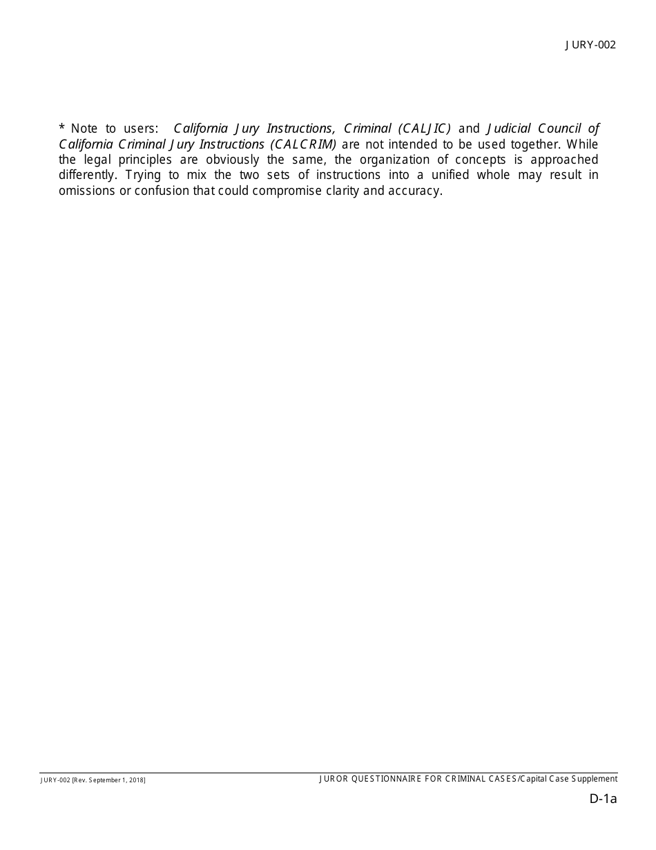 Form JURY-002 Juror Questionnaire for Criminal Cases - California, Page 12