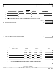 Form MC-011 Memorandum of Costs (Worksheet) - California, Page 2