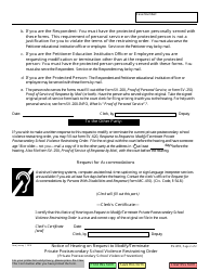Form SV-610 Notice of Hearing on Request to Modify/Terminate Private Postsecondary School Violence Restraining Order - California, Page 2