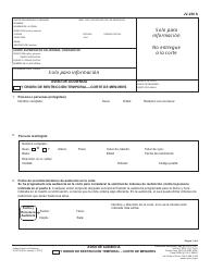 Document preview: Formulario JV-250 S Aviso De Audiencia Y Orden De Restriccion Temporal"corte De Menores - California (Spanish)