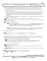 Formulario JV-250 S &quot;Aviso De Audiencia Y Orden De Restriccion Temporal-corte De Menores&quot; - California (Spanish), Page 3