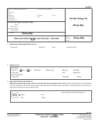 Form JV-250 V Notice of Hearing and Temporary Restraining Order - Juvenile - California (Vietnamese)
