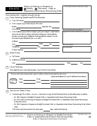 Document preview: Form EA-610 Notice of Hearing to Modify/Terminate Elder or Dependent Adult Abuse Restraining Order - California
