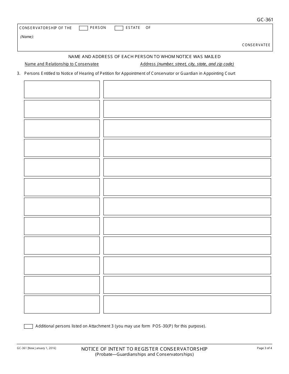 Form GC-361 Notice of Intent to Register Conservatorship - California, Page 3