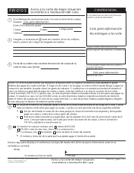 Document preview: Formulario FW-010 S Aviso a La Corte De Mejor Situacion Economica O Resolucion Del Caso - California (Spanish)