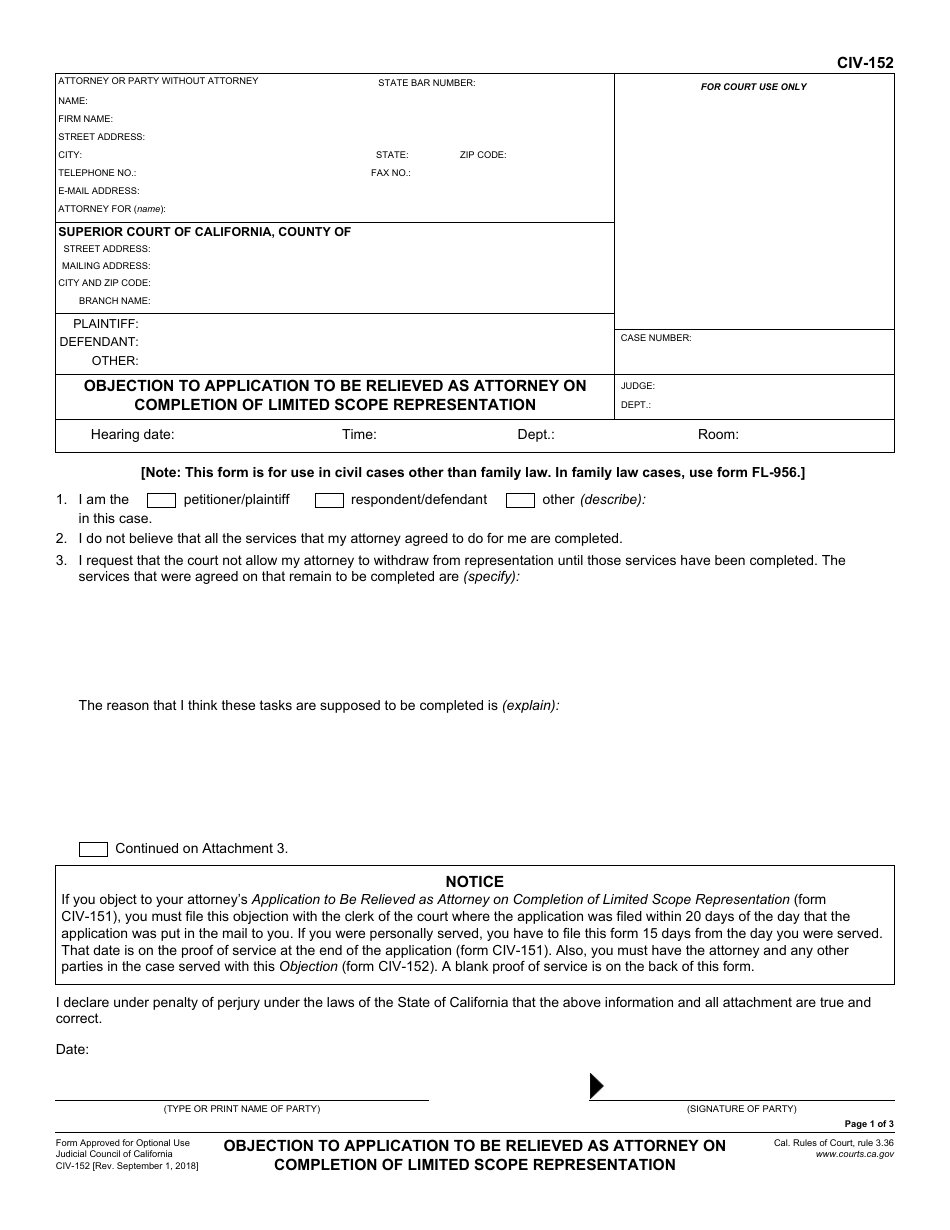 Form CIV-152 - Fill Out, Sign Online and Download Fillable PDF ...