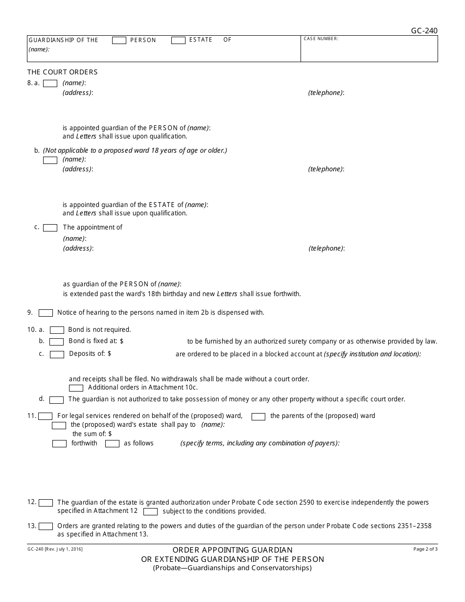 Form GC-240 - Fill Out, Sign Online and Download Fillable PDF ...