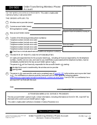 Document preview: Form DV-900 Order Transferring Wireless Phone Account - California