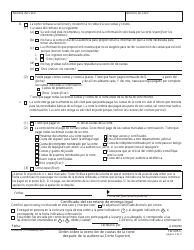 Formulario FW-008 S Orden Sobre La Exencion De Cuotas De La Corte Despues De La Audiencia (Corte Superior) - California (Spanish), Page 2