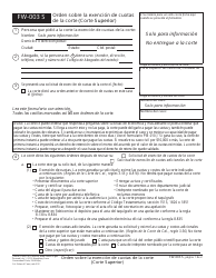 Document preview: Formulario FW-003 S Orden Sobre La Exencion De Cuotas De La Corte (Corte Superior) - California (Spanish)
