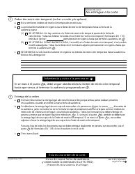 Formulario DV-116 S Aviso De Nueva Fecha De Audiencia Y Orden Sobre La Reemision - California (Spanish), Page 2