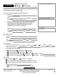 Form CH-630 Order on Request to Modify/Terminate Civil Harassment Restraining Order - California