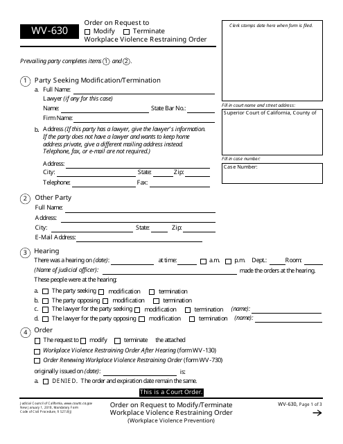 Form WV-630  Printable Pdf