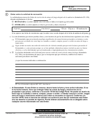 Formulario GV-730 S Orden Sobre La Solicitud Para Renovar Orden De Restriccion De Armas De Fuego - California (Spanish), Page 2