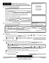 Document preview: Formulario DV-730 S Orden Para Renovar Orden De Restriccion De Violencia En El Hogar - California (Spanish)