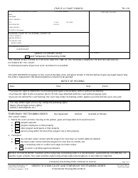 Form TH-110 &quot;Order to Show Cause and Temporary Restraining Order&quot; - California