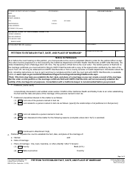 Document preview: Form BMD-002 Petition to Establish Fact, Time, and Place of Marriage - California